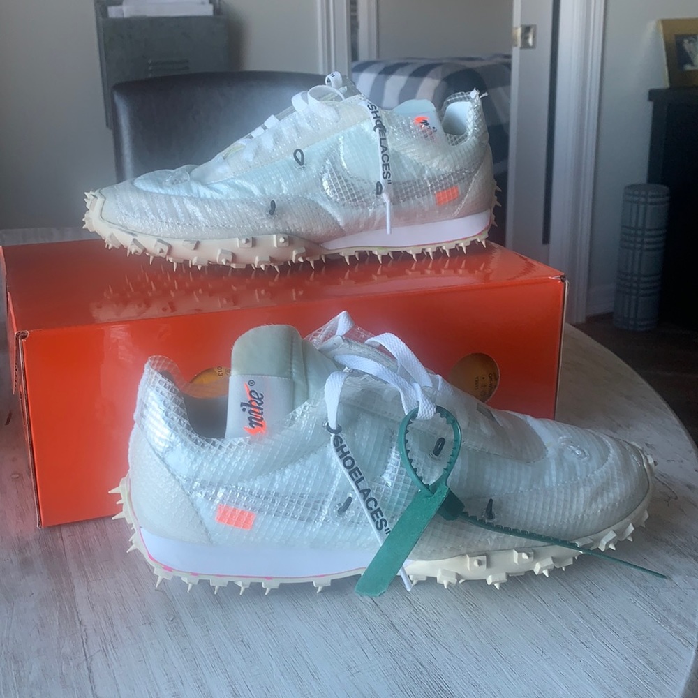 off white nike, wafflw racer size 9.5 women 8 men